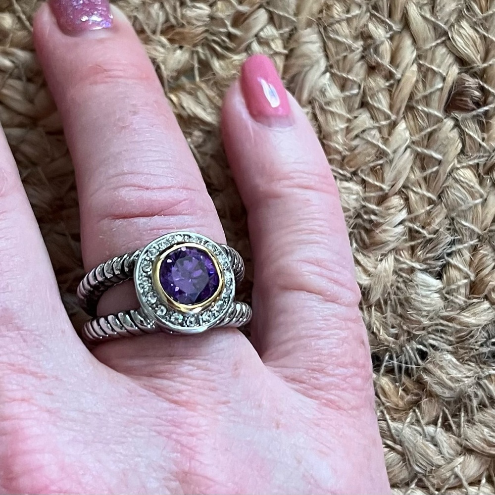 CZ/ Rhodium Plated Brass Ring